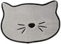 Bone Dry Embroidered Microfiber Cat Shape Pet Food & Water Placemat-Gray - color: Cat Whiskers Gray, size: 9.8"L x 13.5"W