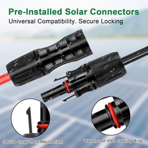 XRDS -RF Solar Cable 40FT, 8AWG Solar Extension Cable with Male & Female Solar Connectors, Flame-Retardant Protective Sleeving Solar Panel Cable, Weatherproof PV Wire for Solar Panel Connection - size: 8AWG 40FT