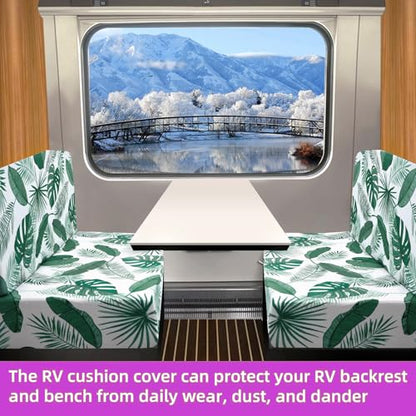 TOPCHANCES RV Dinette Cushion Covers,Stretch Camper Cushions Cover Replacement Bench Cushion Cover Washable Loveseat Slipcovers for Travel Trailer Couch (Pattern 12) - color: Pattern 12