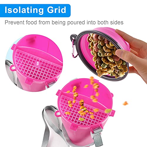 Guardians Dog Travel Water Bottle Collapsible Bowls, 2 in 1 Pet Food Container with Collapse Bowls, Outdoor Portable Water Bowls for Walking, Traveling, Camping and Hiking (Pink) - color: Pink