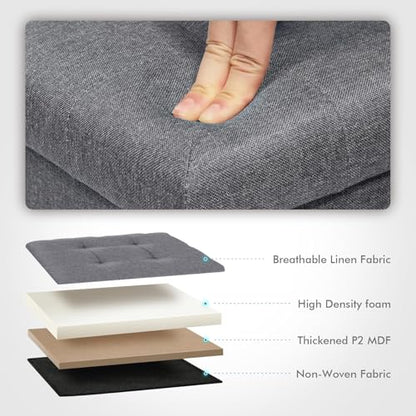 B FSOBEIIALEO Storage Ottoman Cube, Storage Chest Folding Foot Rest Seat, Linen Grey 12.6"X12.6"X12.6" (2 Pack) - color: Grey