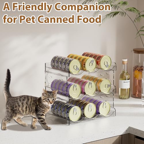Flenpptly Cat Food Can Organizer, 2-Tier Cat Food Organizer, Transparent Can Organizer for Pantry, Canned Food Organizer Holds 30 (3oz) Cans, Pantry Can Organizer (2-Tier) - size: 2-Tier