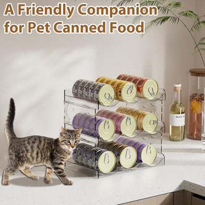 Flenpptly Cat Food Can Organizer, 2-Tier Cat Food Organizer, Transparent Can Organizer for Pantry, Canned Food Organizer Holds 30 (3oz) Cans, Pantry Can Organizer (2-Tier) - size: 2-Tier