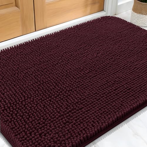 OLANLY Dog Door Mat for Muddy Paws 30x20, Absorbs Moisture and Dirt, Absorbent Non-Slip Washable Doormat, Quick Dry Chenille Mud Mat for Dogs, Entry Indoor Entryway Carpet for Inside Floor, Russet - color: Russet, size: 30" X 20"