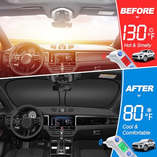 Windshield Sun Shade for 2013-2019 Fo-rd Escape Accessories, Foldable Window Sunshade Sun Visor Protector, Front Windshield Sunshade Sun Shield Blocks UV Rays Heat - size: Silver & Black-Fit 2013-2019 Ford Escape