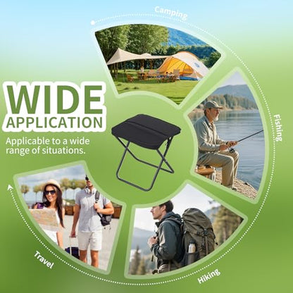 Foldable Camping Stool, Portable Collapsible Chair with Carry Bag, Ultralight Outdoor Folding Stool for Hiking Fishing, Hold Up to 265 Lbs, Black - color: Black