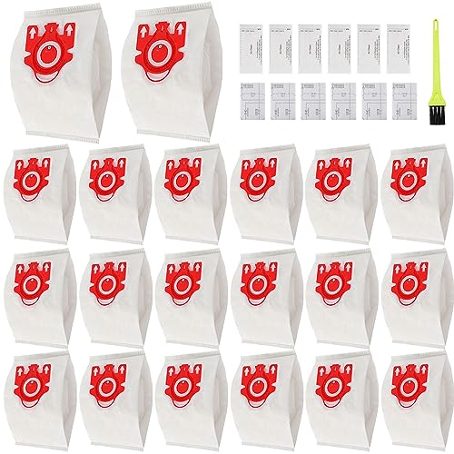 20 Packs 3D Airclean FJM Vacuum Cleaner Bags Replacement for Miele Compact C1 Vacuum Bags,Compact C1,C2,S6000-S6999,S4000-S4999,S700,S500-S578 Vacuum with 6 Motor Protection Filters,6 AirClean Filter - size: 20 pack