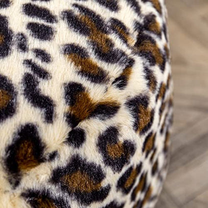 Asuprui Animal Pouf Ottoman Unstuffed Ottoman Foot Rest Round Fuzzy Pouf Seat Bean Bag Foot Rest Foldable Floor Chair Storage for Living Room Bedroom Leopard Print - color: Leopard Print Pouf No Filler