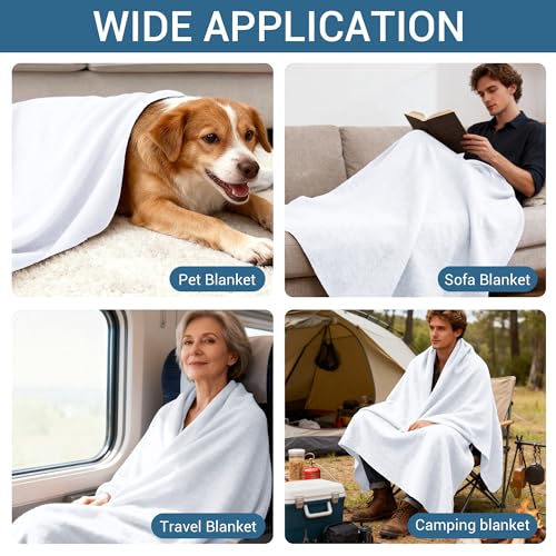 CULVE 24 Pack Fleece Throw Blanket 50x60 - Soft Lightweight Blankets in Bulk for Wedding, Gifts Pet Home Bed Sofa Couch Office Travel(White) - color: White