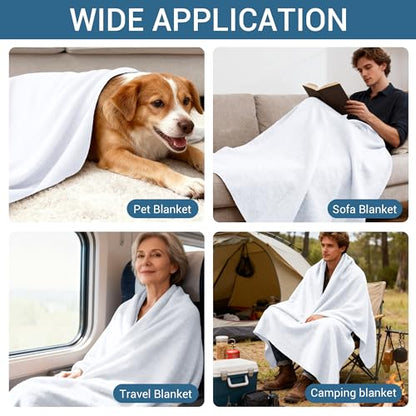 CULVE 24 Pack Fleece Throw Blanket 50x60 - Soft Lightweight Blankets in Bulk for Wedding, Gifts Pet Home Bed Sofa Couch Office Travel(White) - color: White