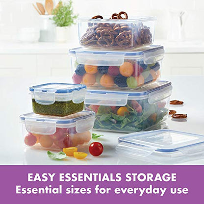 LOCK & LOCK Easy Essentials Food Storage lids/Airtight containers, BPA Free, 10 Piece - Square, Clear - size: 10 Piece, style: 10 Piece