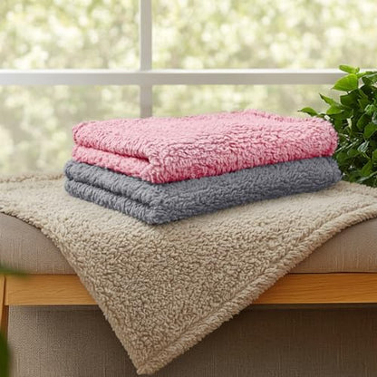 1 Pack 3 Calming Blankets Fluffy Premium Fleece Pet Blanket Soft Sherpa Throw for Dog Puppy Cat Beige/Pink/Grey Large (41" x31") - color: Beige/Pink/Grey, size: Large (Pack of 3)