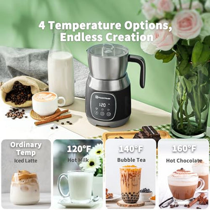 Maestri House Milk Frother, Variable Temp and Froth Thickness DualFro 600 Milk Frother Steamer, 21OZ Smart Touch Control Milk Warmer, Dishwasher Safe, Memory Function for Latte&Hot Chocolate (Black) - color: Black