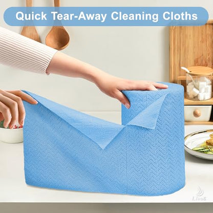 LIVOS Microfiber Cleaning Cloth Roll - 80 Pack, Reusable Paper Towels, Microfiber Towels for Cars, Super Absorbent Lint Free Cleaning Rags for House, Kitchen, Window-Light Blue, 11.5"x11.5" - color: Light Blue