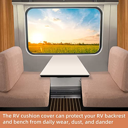 Tlswshsy RV Dinette Cushion Covers-Stretchable Loveseat Sofa Furniture Protector -Elastic Camper Cushion Slipcoversfor RV Camper Car Bench (Khak) - color: Khak