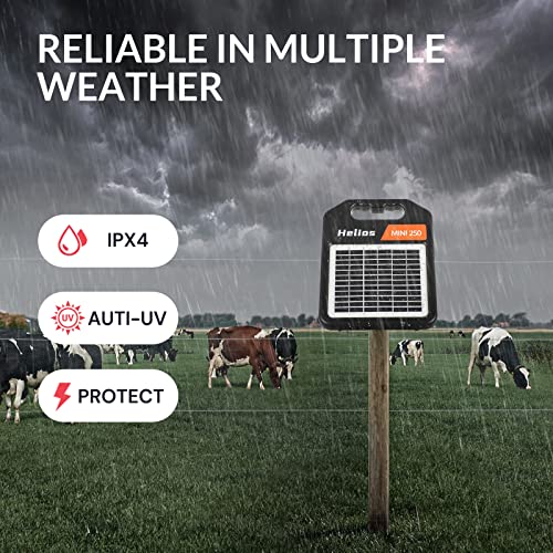 Andmon MINI250 Solar Electric Fence Charger with Day or Night Mode, 0.25Joule Portable Solar Fence Charger - size: MINI250-Rear switch