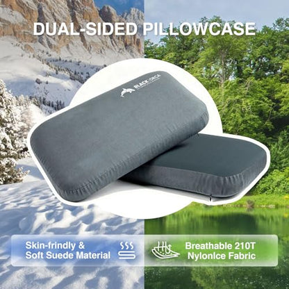 Memory Foam Camping Pillow, Lightweight & Portable Travel Pillow, Backpacking Pillow with Removable Cover, Ergonomic Pillows, Neck Lumbar Support for Outdoor Camp, Hiking, Backpacking Sleep