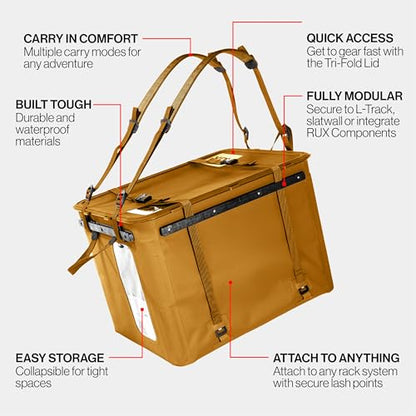 RUX 70L Collapsible Gear Box (Bronze) - Modular Adventure Storage Solution For Camping Storage, Overlanding, Off-road And Van Life - Weatherproof, Durable and Multifunctional - color: Bronze