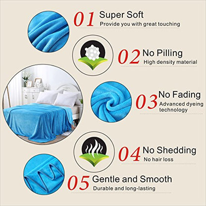Polar Fleece Throw Blankets Travel Size Light Blue for The Bed Extra Soft Brush Fabric Super Warm Sofa Throw Blanket 50" x 61"(Lake Blue Travel) - color: Lake Blue, size: Travel (50-Inch-by-61-Inch)