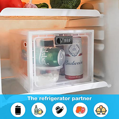 SANIDIKA 2 Pack Large Refrigerator Lockable Box - Childproof First Aid Locking Box Pill Case Medical Organizer - Ipad Tablet Phone Jail - color: 2pack Clear