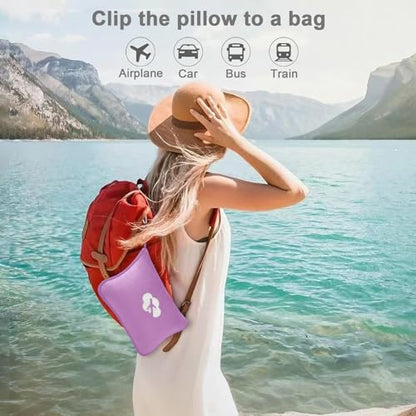 Travel Blanket and Pillow Compact, Premium Soft 2 in 1 Airplane Blanket with Soft Bag Pillowcase，Hand Luggage Sleeve and Backpack Clip (Solid Purple) - color: Solid Purple