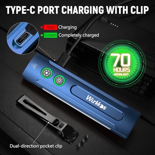 Wurkkos HD01PRO Flat Flashlight with UV Light&White LED Combo,Led Flashlight 1200Lumens with RGB Light,Rechargeable EDC Flashlight,Pocket Light for Emergency,Pet Urine Detection(Blue) - color: HD01PRO-HM-BL-6K-2