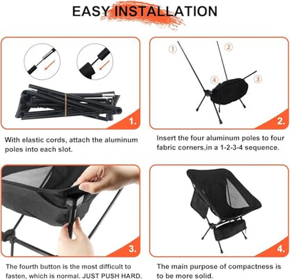 NewDoar Camping Chairs 1Pack, Collapsible Portable Compact Chair, with Carrying Bag Lightweight Small Folding Chair, for Hiking & Beach & Fishing Lawn Concert - color: Black 1pack