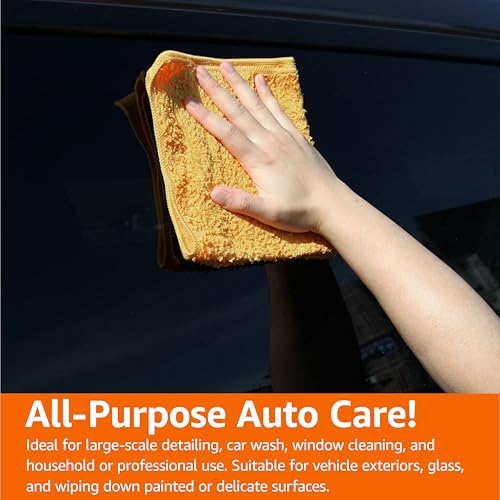 Amazon Basics Microfiber Car Drying Towels, Highly Absorbent, Lint Free, Scratch Free, Buffing and Polishing, Auto Detailing, No Streaks, Soft, Quick Drying, 16" x 16", Yellow, 3-Pack - size: 3 Pack