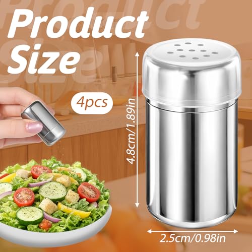 4Pcs Travel Salt and Pepper Shakers Mini, Travel Spice Containers with Leak-Resistant Caps, Portable Spice Containers, Leak-Proof for Camping, Lunch Box, Kitchen, Picnic (1.9 x 0.98 Inch)