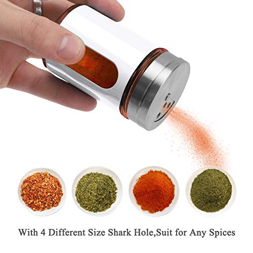 Accmor 2pcs Salt and Pepper Shakers,Stainless Steel Shaker for Salt Powder Sugar Cinnamon Pepper, Spice Dispenser with Adjustable Pour Holes,White - color: White