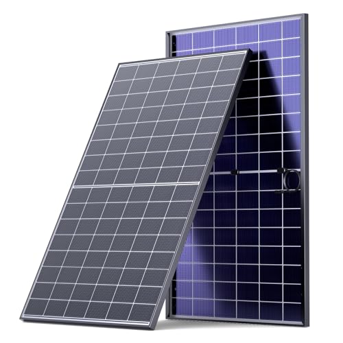 450W Bifacial Solar Panel, 25% High Efficiency Monocrystalline | N-Type 16BB Solar Cells, Double Glass Panels, Anti-Shade Dual-Module Design, for Home Rooftop, RV, and Off-grid System - size: 1-Pack 450W (White Glass)