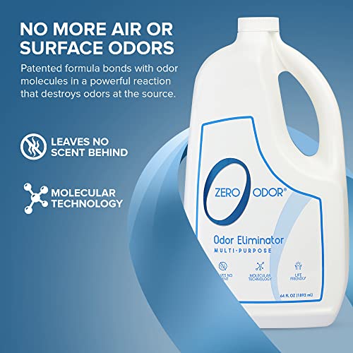 Zero Odor Multi-Purpose Odor Eliminator, Air and Surface Odor Remover for Home, Bathroom, Kitchen, and Closet, Refill, 64 oz, 2-Pack - size: 64 Fl Oz (Pack of 2)