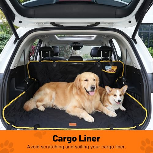 Dog Back Seat Cover, Rear Seat Protector Waterproof Dog Hammock Black | 600D Oxford Fabric, Waterproof PVC Coating, Nonslip Bottom, 7-layer Design, for Sedan, Trucks and SUV