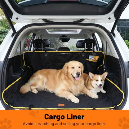 Dog Back Seat Cover, Rear Seat Protector Waterproof Dog Hammock Black | 600D Oxford Fabric, Waterproof PVC Coating, Nonslip Bottom, 7-layer Design, for Sedan, Trucks and SUV