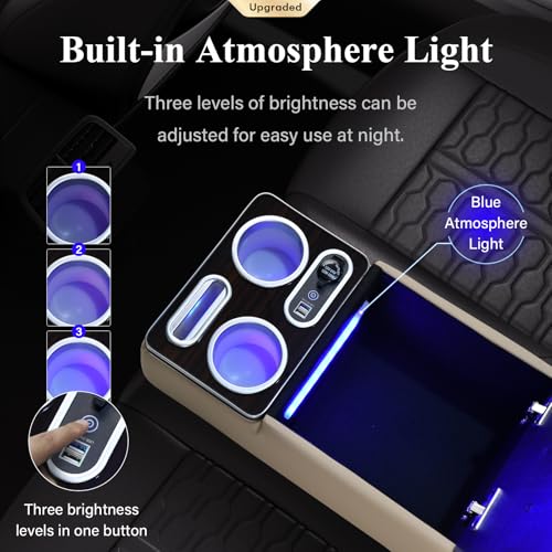 Coverado Car Center Console, Universal Rear Bench Seat Consoles, Back Seat Car Organizer, Seat Organizer with Cup Holder+Phone Holder, Central Armrest Box Back Seat Storage Box (Upgraded, Beige) - color: Beige, style: Update