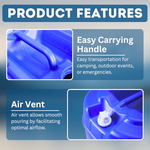 5-Gallon Stackable Water Storage Containers, 5 Lids + 1 Spigot, Easy Fill, Survial Supply Emergency Water Storage for Camping and Disaster Preparedness, RV, 20 Gallon (4 Tanks)