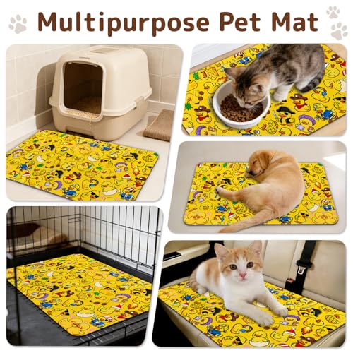 Dog Food Mat for Bowls, Absorbent Quick Dry Dog Cat Mats for Food and Water, Non-Slip Backing Pet Mat Pet Supplies - Duck Pattern - color: Duck1