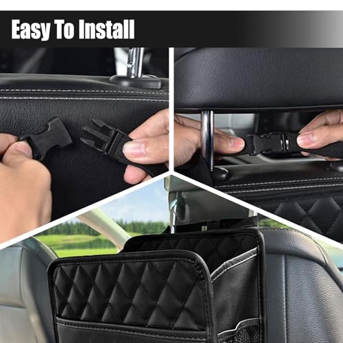 Foldable Car Seat Back Organizer, Large Capacity Hanging Car Backseat Storage Bag with Cup Holders, PU Leather Waterproof Car Trash Bag Can, Car Travel Accessories for Most Vehicles (2PCS) - size: 2PCS