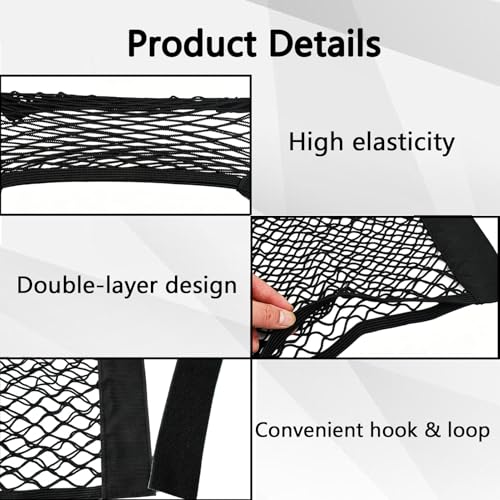 2PCS Car Cargo Net with Adhesive Tape,Storage Mesh Pocket(9.8×31.4in) - size: 9.8×31.4in