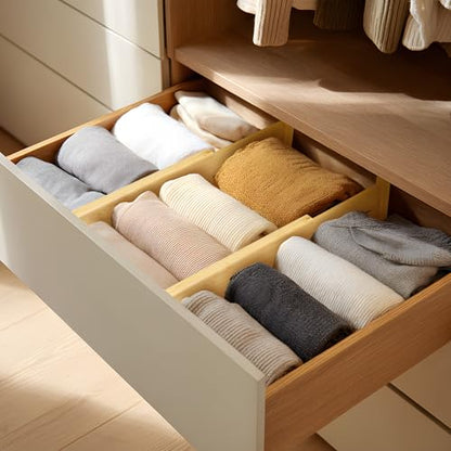 VaeFae 6 Pack Bamboo Drawer Dividers, 4" High Adjustable 11.9-17.1" Clothes Drawer Organizers, Expandable Separators for Bedroom/Bathroom/Kitchen/Office Storage - size: 4''H, 11.9''-17.1''L, 6 Pack