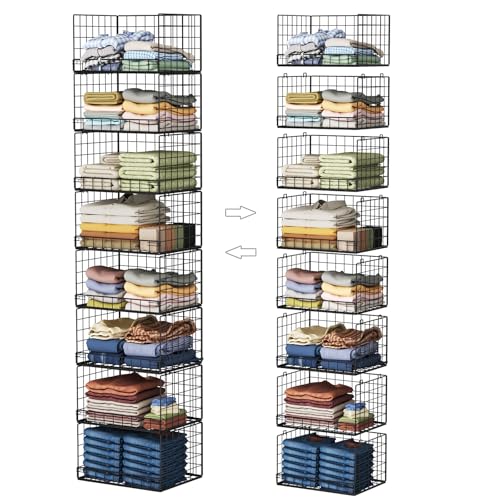 Yociyoga 8-Tier Stackable Closet Organizers and Storage Shelves, Foldable Closet Shelf Organizer, Stackable Storage Bins Drawers for Closet Organizer System, Black（Patent No. 30022416） - color: Black, size: 8-Tier