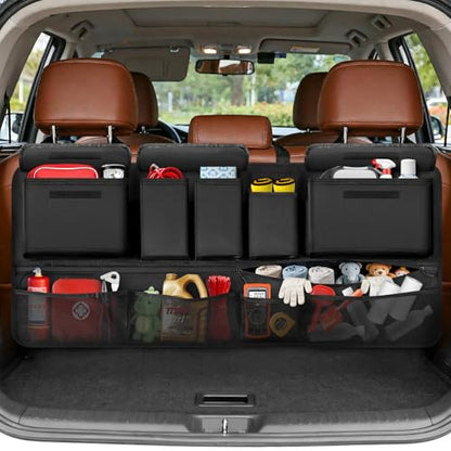 Trunk Organizer for SUV, 43" x 19" Large Capacity Car Organizers and Storage, Backseat Hanging Storage Bag with 10 Pockets, Adjustable & Waterproof Car Interior Accessories for SUV Truck MPV