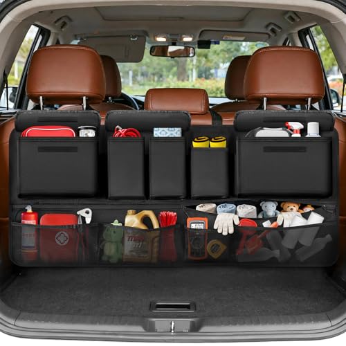 Trunk Organizer for SUV, 43" x 19" Large Capacity Car Organizers and Storage, Backseat Hanging Storage Bag with 10 Pockets, Adjustable & Waterproof Car Interior Accessories for SUV Truck MPV