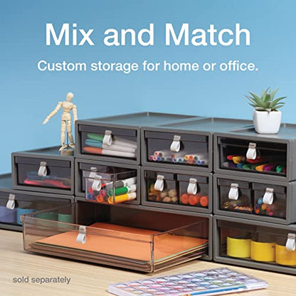Pendaflex Stackable Drawer, Durable Plastic, Silicon Handles, Tinted Drawers, Double, Gray, 9" x 7" x 3.5", Medium, 1 Piece (41793) - size: Medium, Double