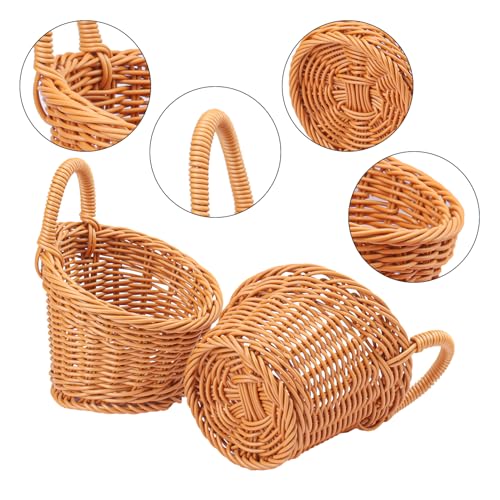 8 Pack 5.5 x 4.3 inch Woven Hanging Fruit Basket, Wall Hanging Wicker Baskets, Wall fruit Wicker Basket for Kitchen, Planter, Vegetable & Fruit, Boho Home Decor - size: 8 Pack 5.5 x 4.3 inch