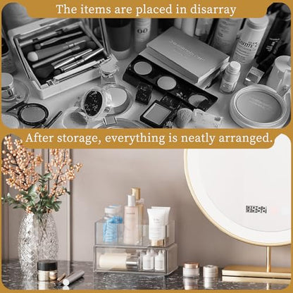 2 Tier Medicine Cabinet Organizer and Storage,Stackable Bathroom Medicine Organizer with Removable Dividers, Plastic Vanity Storage - size: 2 Tier