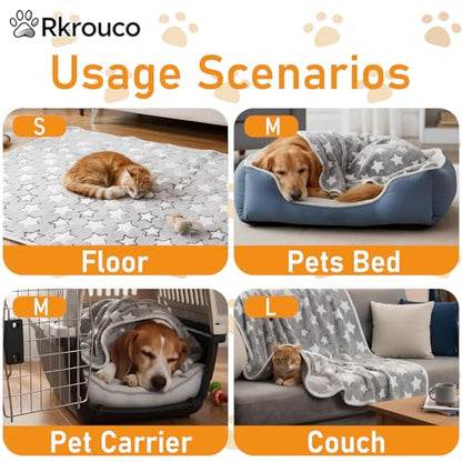 Three Piece Pet Blanket Set for Dogs Cats Soft Comfy Puppy and Kittens Bed Blanket Fluffy Fleece Pets Throw with Cute Patterns (Medium 30x20.5 inch, Gray) - color: Gray, size: Medium-30x20.5 Inch