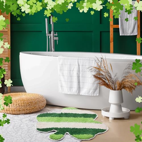 Drydiet St. Patrick's Day Shamrock Bathroom Rug Ireland Celtic Knot Door Mat Leaf Shower Mat Irish Bathroom Shower Decoration Non Slip Washable Rug 20 x 24 Inches(Classic) - style: St. Patrick