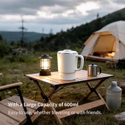 Travel Electric Kettle, 600ml Portable Hot Water Boiler, 600W Fast Heating with Smart Temperature Control for Trips, Camping, and Outdoor Use (US Plug, 110V)