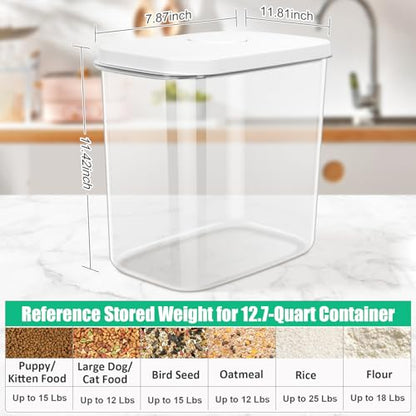 TBMax Dog Cat Food Storage Container 12-15 Lbs with Easy-Carrying Handles, Stackable Pet Food Dog Treat Container with Pop Up Lids, Airtight Food Storage Bin for Kitchen Organization